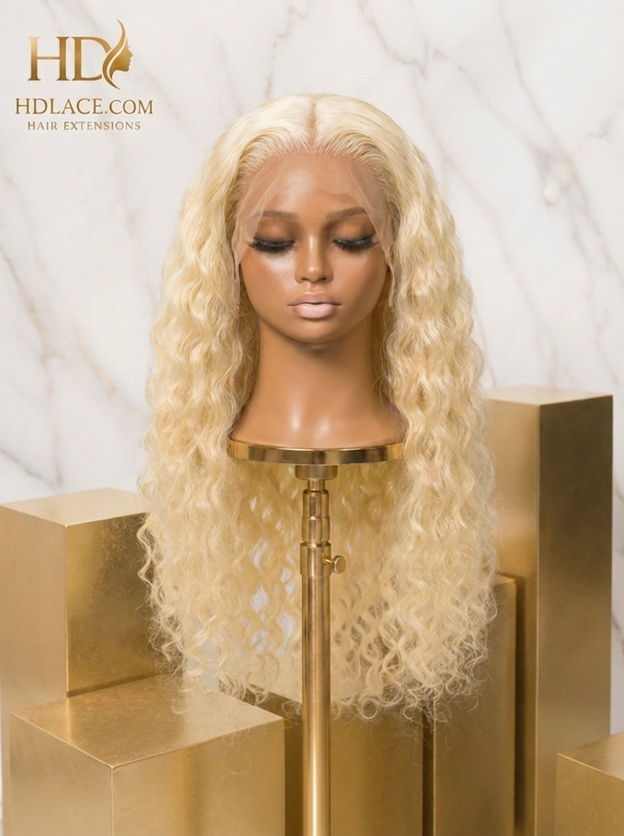 HD Full Lace Deep Wave Wig 613 Blonde - HDLace.com