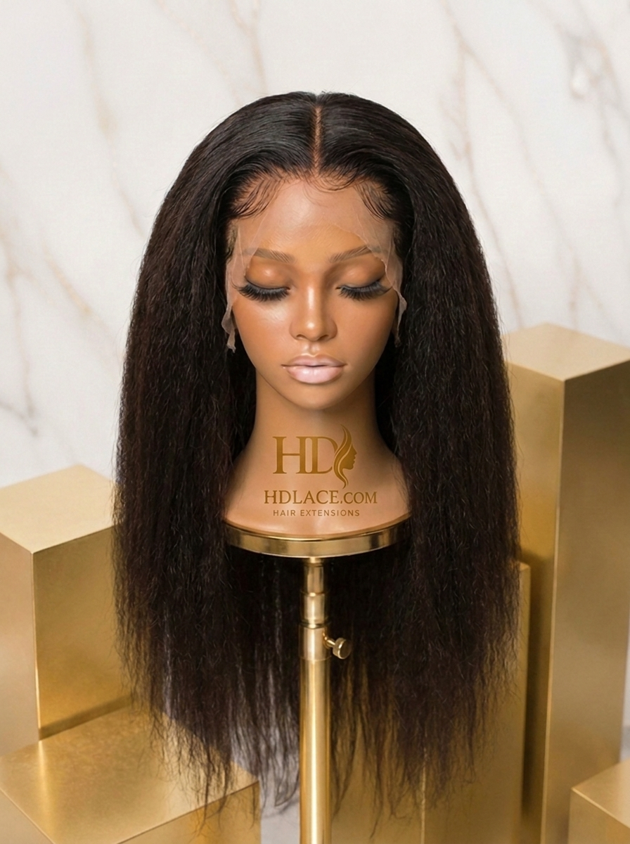 HD Full Lace Kinky Straight Yaki Wig