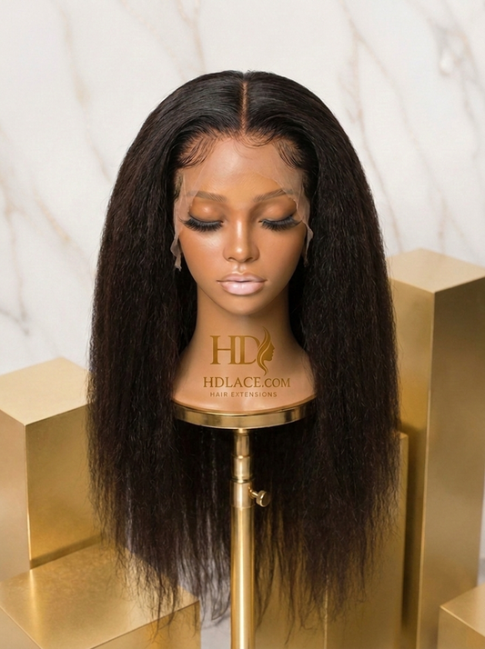 HD Full Lace Kinky Straight Yaki Wig