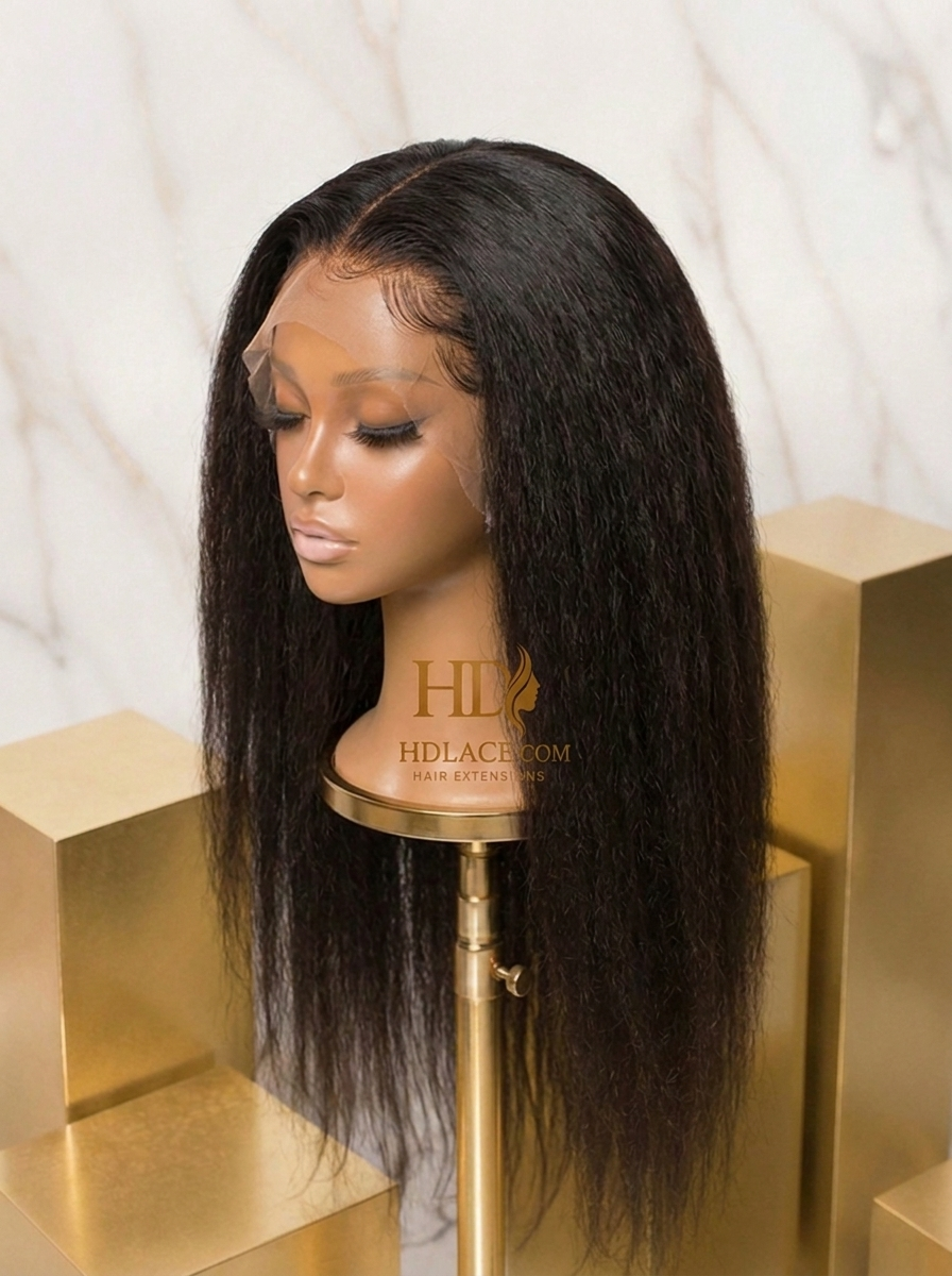 HD Full Lace Kinky Straight Yaki Wig