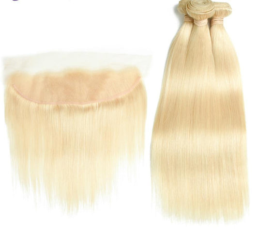 4 Brazilian Straight Blonde #613 Bundles with 13x4 Lace Frontal - HDLace.com